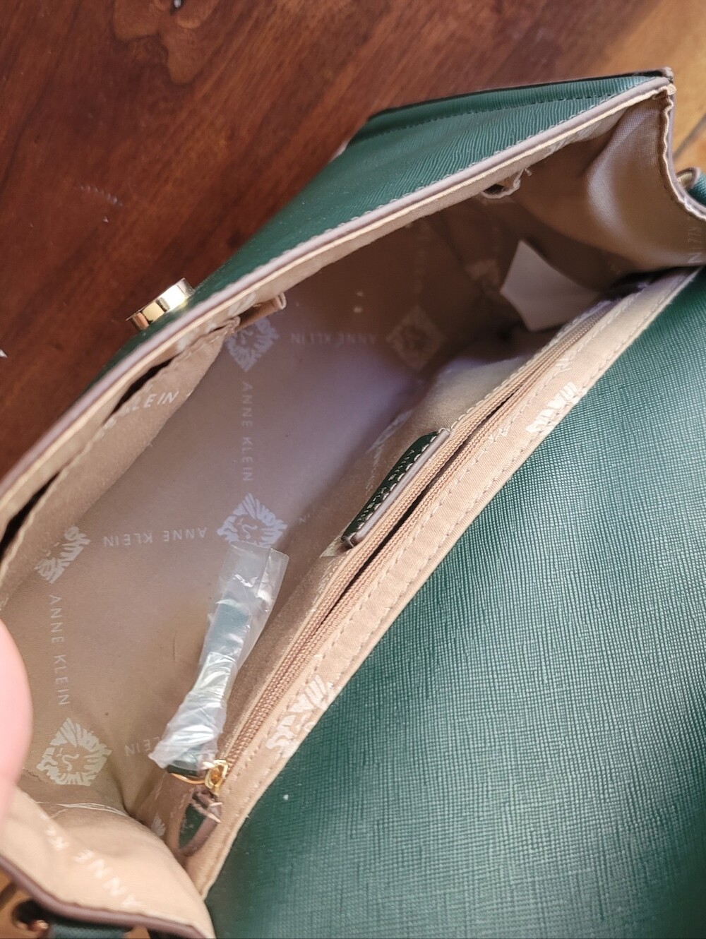 Anne Klein Green Flap Top Handle Satchel - Picture 6 of 13